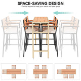 YITAHOME 5 Piece Patio Bar Set for 4 Outdoor High Top Dining Table and Chairs (with Arms, Cushions, Backrest) Bar Table and Chairs Set Outdoor Bar Set with Stool for Indoor/Outdoor YITAHOME