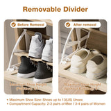 VECHOLL Rattan Shoe Cabinet with 2 Flip Drawers Freestanding Shoe Storage Cabinet for Entryway Slim Hidden Shoe Cabinet with Open Shelf Boho Shoe Rack Cabinet for Hallway, Natural Oak VECHOLL