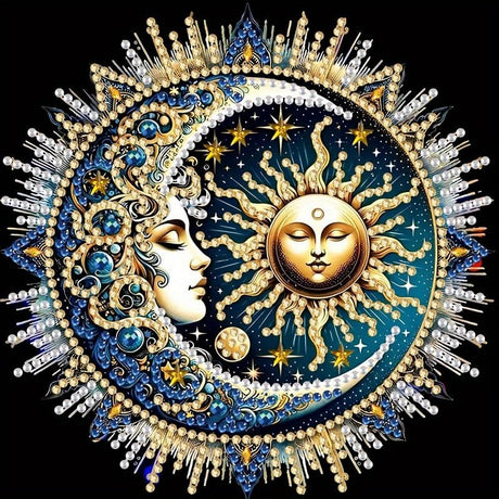 5D Diamond Art Kits for Adults,Sleepy Sun and Moon Special Shape Diamond Painting Kits for Beginners, DIY Crystal Diamond Dots Gem Art Craft for Home Decor 11.8x11.8 Inch Acelii