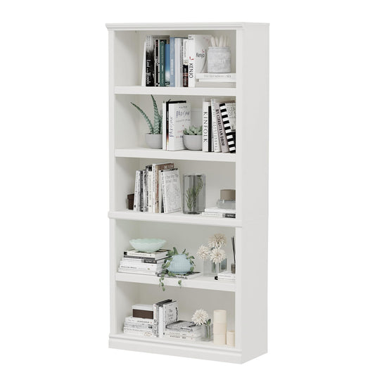 Bevfint 70" White 5-Tier Open Storage Bookshelf for Home & Office - WoodArtSupply