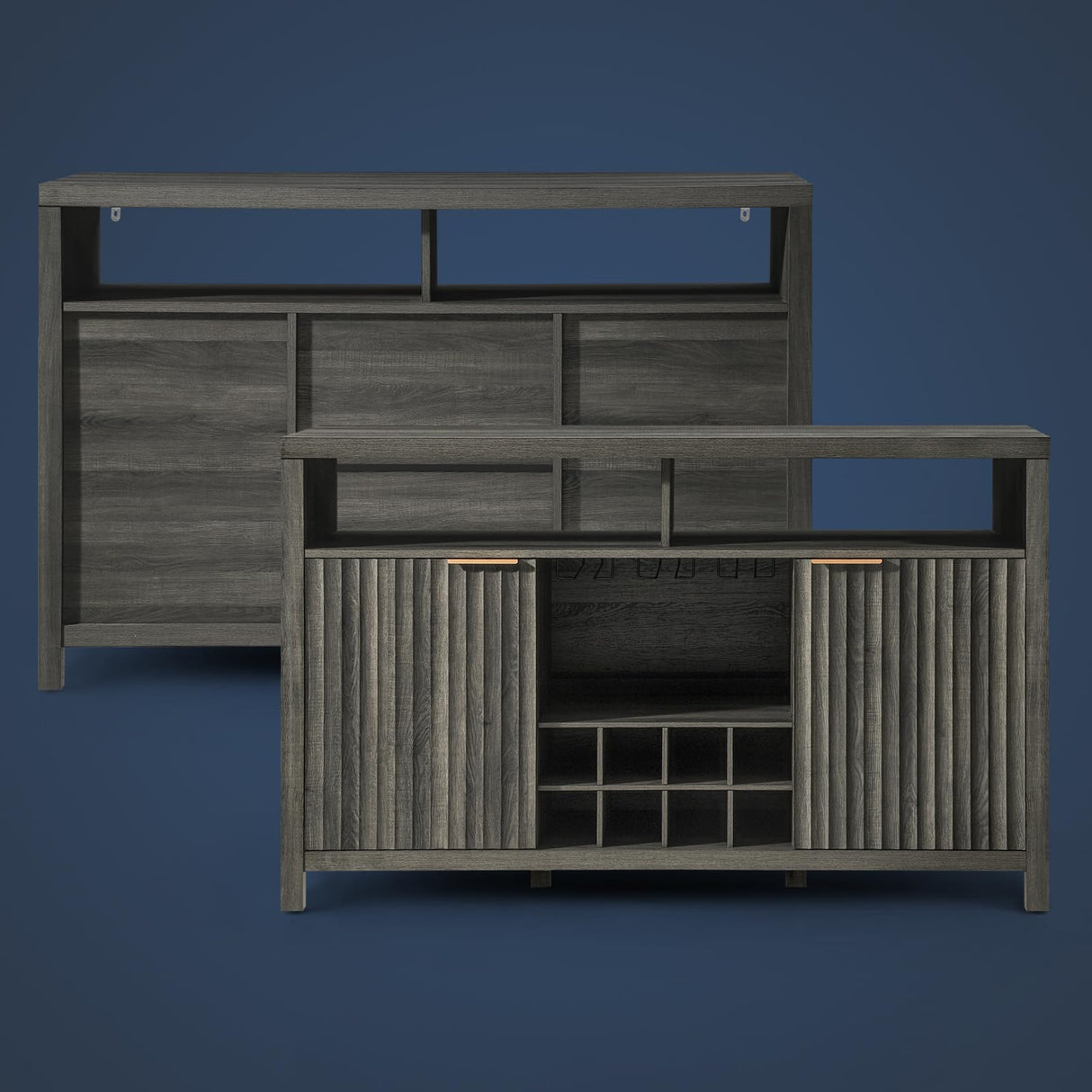 Oxford Wine Bar Cabinets with Storage - 51" Sideboard Buffet Cabinet for Home, 32.8" Tall Liquor Bar Cabinet for Kitchen (Midnight Oak) OAKHAM HOME