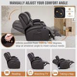 CHABATREE Home Theater Seating,RV Recliner Sofa with Massage and Heat,Manual RV Recliner Loveseat with USB/Cup Holders and Side Pocket for Living Room,Loveseat Brown CHABATREE