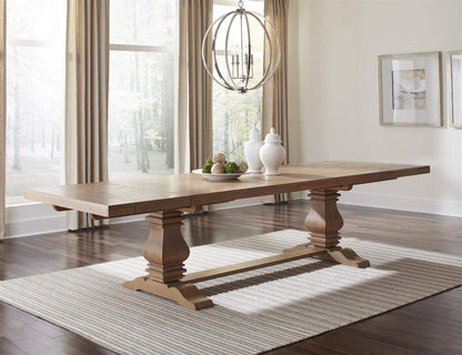 Donny Osmond Home Florence Rectangular Double Pedestal Dining Table, Rustic Smoke - WoodArtSupply