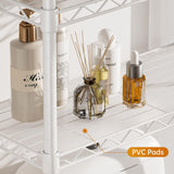 Over The Toilet Shelf,3-Tier Adjustable Freestanding Metal Bathroom Organizer Shelves with Toilet Paper Holder & Hooks,Space-Saving for Narrow Small Bathroom,10”D x 24”W x 66”H,White Golpart