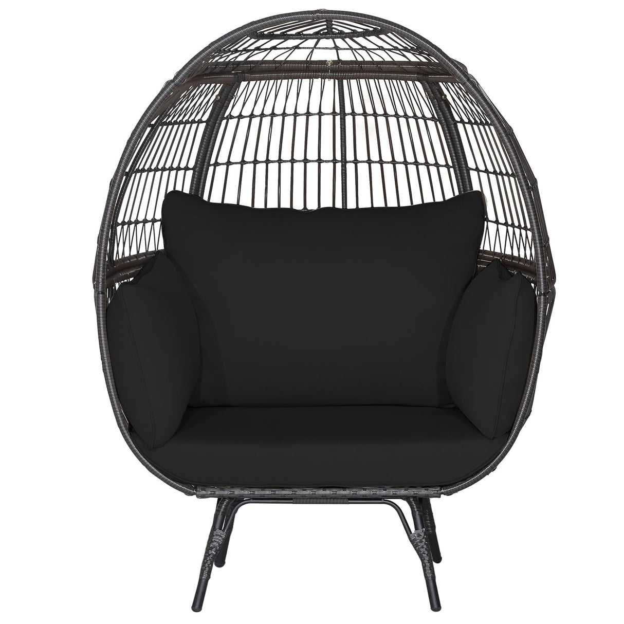 Giantex Oversized Wicker Egg Chair, Outdoor & Indoor Hammock Chair with Thick Cushions, 2-Person PE Rattan Lounge Chair Swing Chair for Patio, Backyard,Porch, 450 LBS Weight Capacity (Black) Giantex