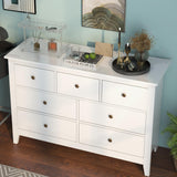 Vikiullf White Dresser - 47 in Modern Dresser for Bedroom, Wooden 7 Drawer Dresser, Storage Cabinet for Bedroom, Living Room, Hallway, Entryway Vikiullf