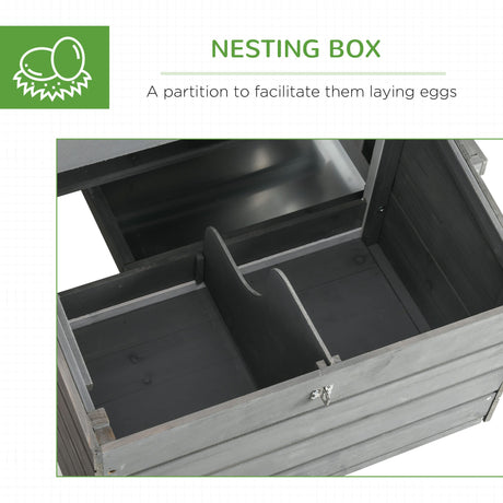 PawHut Dual Wooden Chicken Coop with Garden Bed, Large Outdoor Hen House with Nesting Boxes Removable Trays, Ramps Run, for Garden Backyard, 123" x 27.5" x 42.5", Dark Gray PawHut