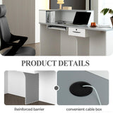 Huariifowm L Shape Reception Desk with Counter, Lockable Drawer, Keyboard Tray, and Double-Layer Storage for Salon, Office, or Clinic(White+Gray/Left, 63" L*24" W*39" H) Huariifowm