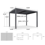 PURPLE LEAF Louvered Pergola 10' x 12' Patio Aluminum Pergola with Independent Adjustable Rainproof Roof Hardtop Pergola for Outdoor Deck Garden Yard PURPLE LEAF