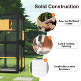TIMHAKA Cat Catio Outdoor Enclosure, 4 Tiers Cat Playen Catio with Wheels, Resting Box, Sunshine Panel Waterproof Roof, Large Pet House Cage with Removable Wood Bottom and Easy Clean PVC Layer, Black TIMHAKA