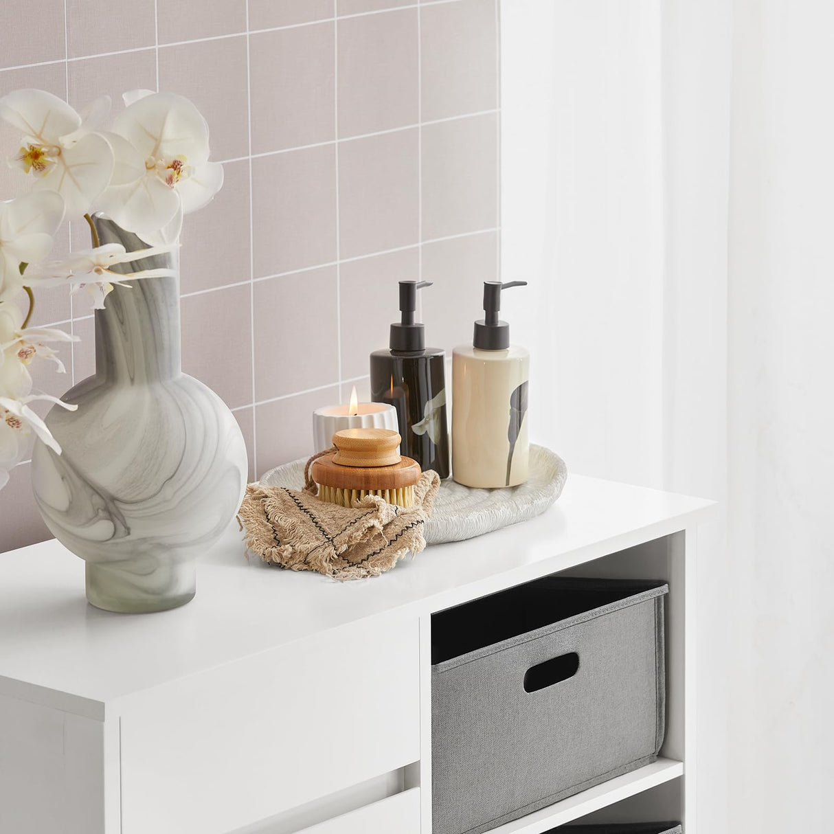 SoBuy Bathroom Laundry Cabinet Freestanding Tilt-Out Hamper Storage Unit Narrow Bath Organizer with Removable Baskets, White BZR77-W SoBuy