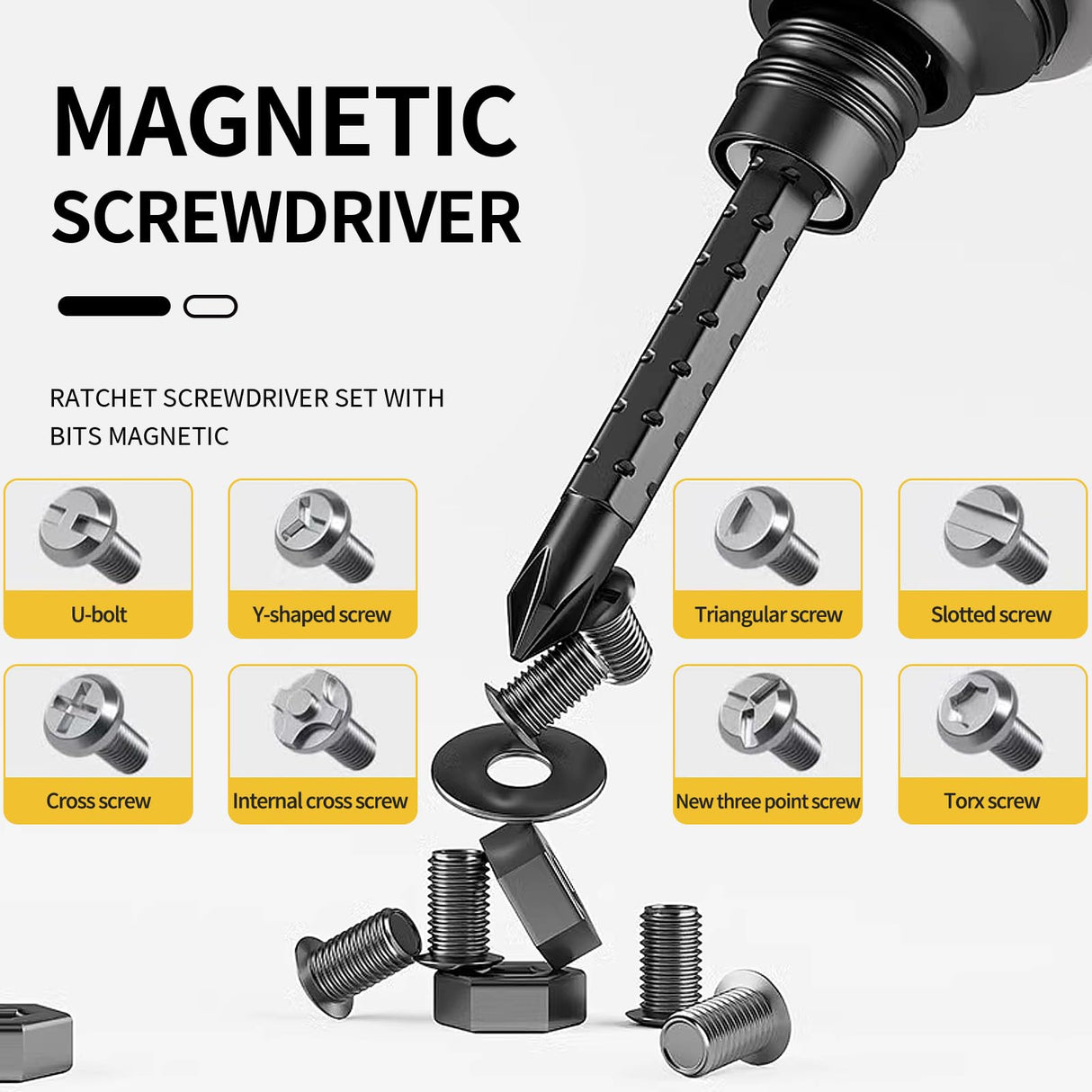 hyhenlil 26-in-1 Ratcheting Multi-Functional Double-Head Screwdriver with Storage Box, Stubby Repair Tool, Multi-Purpose Installation Tool, Removable/Adjustable/Reversible/Switchable/Portable hyhenlil