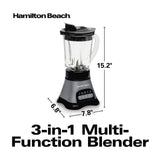Hamilton Beach Blender for Shakes and Smoothies & Food Processor Combo, With 40oz Glass Jar, Portable Blend-In Travel Cup & 3 Cup Electric Food Chopper Attachment, 700 Watts, Gray & Black (58163) Hamilton Beach