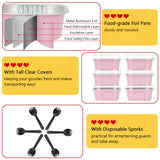 10oz Mini Cake Pans With Lids 40 Pack,LNYZQUS Aluminum Foil Square Brownie Baking Cups,Disposable 4”x4” Large Cupcake Pan,Jumbo Muffin Tin Ramekins Holders-Pink LNYZQUS
