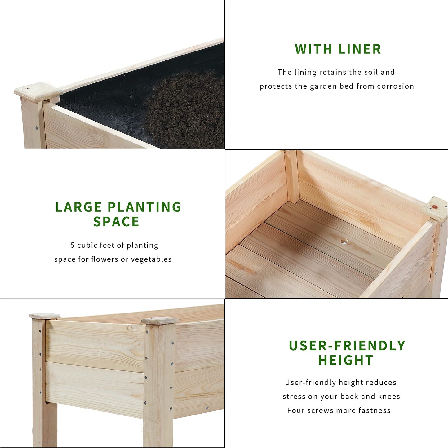 TMEE 4FT Raised Garden Bed with Legs, Elevated Garden Box for Vegetable, Flower, Herb, Wood Planter Load Up to 250 Pounds for Gardening in Backyard Patio - Easy Assembly, 30in Height - WoodArtSupply