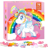 Unicorn Floor Puzzle for Kids Ages 3-5 Years Old: 70 Pieces Large Jigsaw Puzzles for Toddlers 4-8 Learning Educational Development Toys Game Girls Christmas Birthday Easter Gift FunPaxido