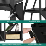 DWVO Oval Bookshelf, Triple Wide 5 Tier Etagere Bookcase, Industrial Display Shelves for Living Room, Bedroom, Home Office, Black DWVO