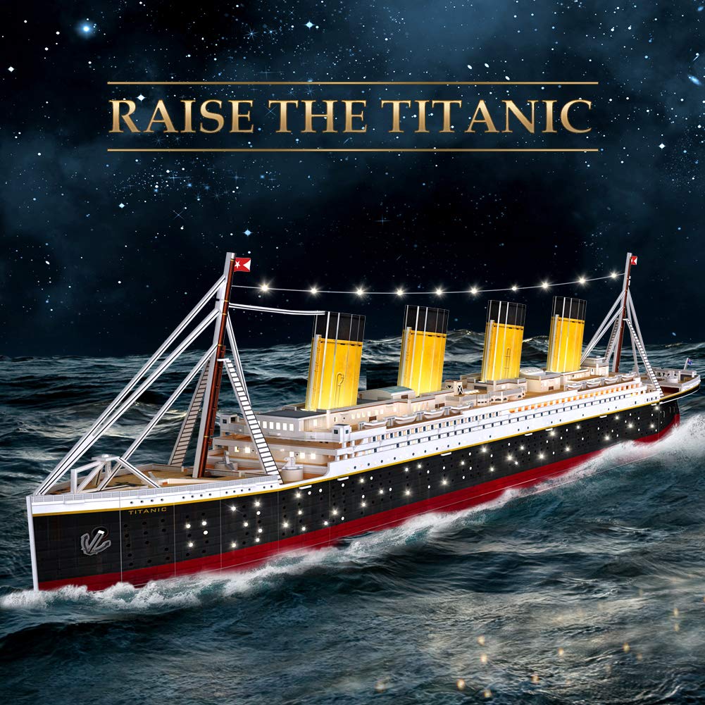 CubicFun Titanic 3D LED Puzzles for Adults 88 CM 266 Pieces,Titanic Toys for Adults Teens, Home Decor Birthday Gifts Adults Easter Gifts Teacher Gifts CubicFun