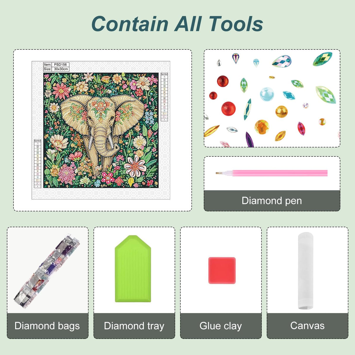 Anuver Diamond Painting Kits for Adults, Elephant 5D Special Shape Crystal Rhinestones Diamond Painting for Beginners, Diamond Art Kits for Home Wall Decoration, 12×12 Inch Anuver