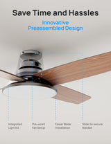 Dreo Ceiling Fans with Lights, 12 Speeds & 3 Fan Modes, Quiet DC Motor, Low Profile Easy to Install, Flush Mount Smart Ceiling Fan with Dimmable LED, 12H Timer for Bedroom, Remote, Silver, 44'' Dreo