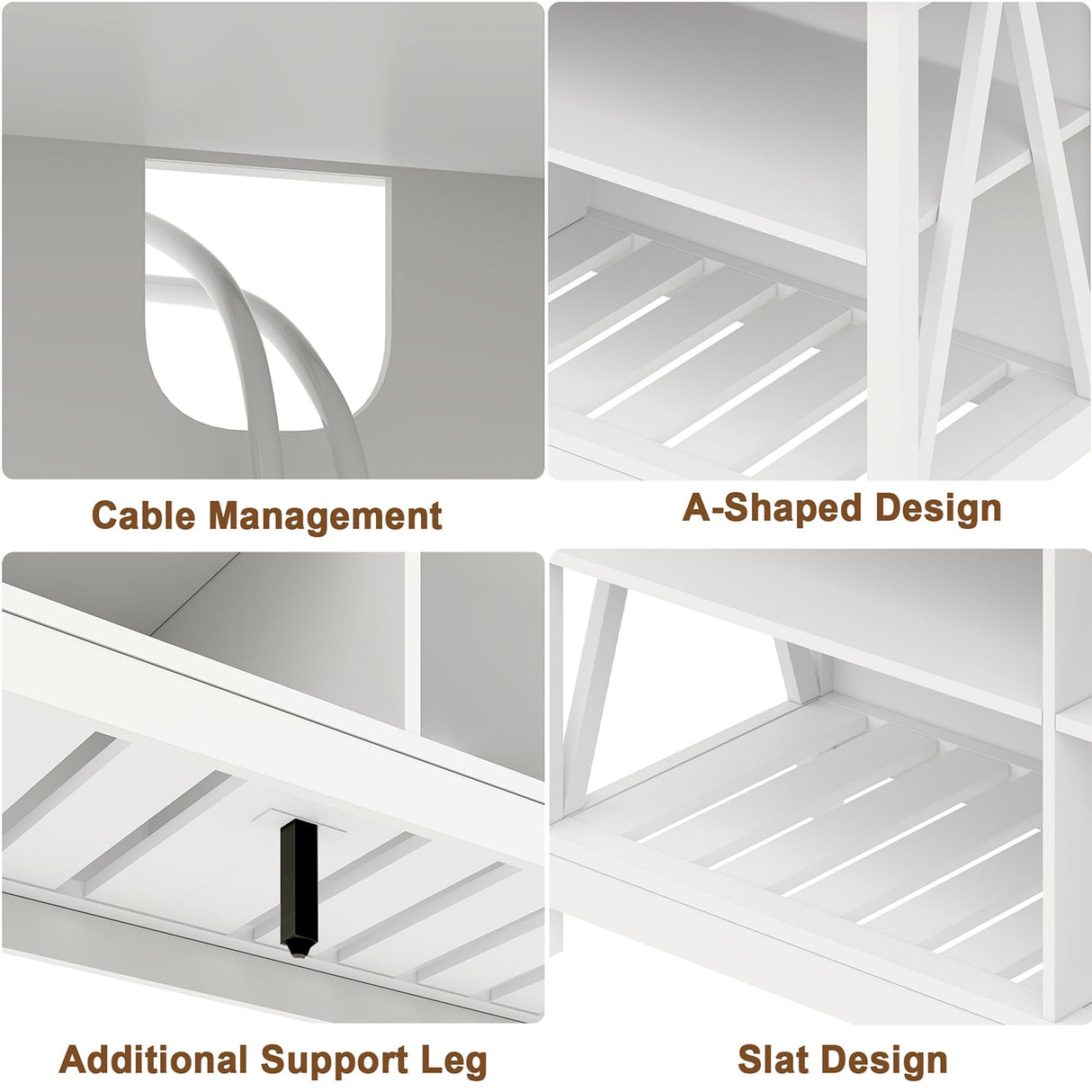 ChooChoo Farmhouse TV Stand for TVs up to 60 Inch, Modern Entertainment Center with 4 Open Shelves & Built-in Cable Holes, Media TV Console for Living Room, Bedroom, White ChooChoo