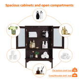 Yaheetech Over The Toilet Storage Cabinet, Free Standing Toilet Rack with Adjustable Shelves and Tempered Glass Doors for Bathroom Washroom, Espresso Yaheetech