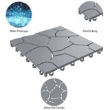 Pure Garden 30-Pack Polypropylene Interlocking Patio Deck Tiles - Weather-Resistant Outdoor Flooring for Balcony, Porch, and Garage (Gray) Pure Garden