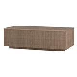 Henn&Hart 48" Fluted Rectangular Low-Profile Coffee Table for Living Room, Family Room, or Office, Antiqued Gray Oak Henn&Hart