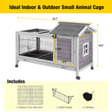Aivituvin Rabbit Hutch Indoor Bunny Cage Outdoor Bunny House with Wire Floor Leakproof Plastic Tray Aivituvin