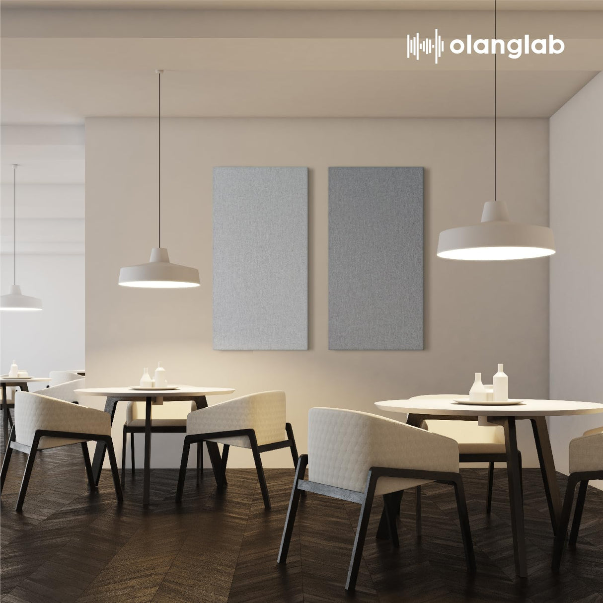 Olanglab Sound Absorbing Acoustic Wall Panels 2 Pack, 2'' 24''x48'' Fiberglass Sound Dampening Panels, Large Fabric Wrapped Sound Proof Panels for Walls (Light Gray) Olanglab