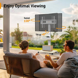 Perlegear Mobile TV Stand with Power Outlet, Tilt & Swivel Rolling TV Cart for 32-75 inches TVs up to 110 lbs, Height Adjustable Rolling TV Stand White with Wheels, Max VESA 600x400mm, PGTVMC17W Perlegear