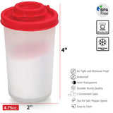 SIGNORAWARE Salt and Pepper Shakers Moisture Proof Set of 2 Large Salt Shaker to go Camping Picnic Outdoors Kitchen Lunch Boxes Travel Spice Set Clear with Red Covers Lids Plastic Airtight Dispenser SIGNORA WARE