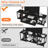 GYIIYUO TV Stand with Fabric Drawers for 75 80 Inches TV - Entertainment Center and Industrial TV Console Table with Open Storage Shelves for Living Room, Bedroom- 71.5" Black GYIIYUO