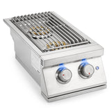 Hygrill 24,000BTU Liquid Propane Double Side Burner, Built In Double Grilling Side Burners for Outdoor Kitchen, Outdoor BBQ Grill Island Stanbroil