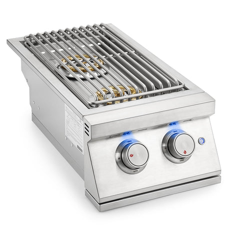 Hygrill 24,000BTU Liquid Propane Double Side Burner, Built In Double Grilling Side Burners for Outdoor Kitchen, Outdoor BBQ Grill Island Stanbroil