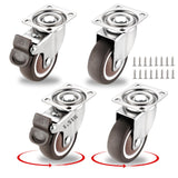 1.5 Inch Caster Wheels for Small Furniture Heavy Duty Casters, Rubber 360º Swivel Casters Set of 4 (2 with Brakes&2 Without), Locking Plate Casters for Carts, Cabinet Moving ZUOFANG