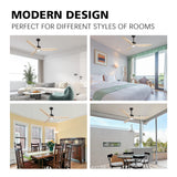 OUATER Ceiling Fans with Lights and Remote, 52 inch Wood Ceiling Fan with Light,3 Color Light,DC Motor,for Bedroom/Outdoor/Patios,Natural Wood OUATER