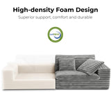 LIKIMIO Boneless Sectional Cloud Couch for Living Room, 112" Oversized Loveseat Modern Sofa with Comfy Cushions, 34" Extra Deep Seat, No Assembly Required, Plush Corduroy Upholstery, Grey LIKIMIO