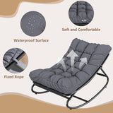 Rocking Papasan Chairs, Outdoor Lounge Chairs with Comfy Cushions, Sturdy Metal Frame, Reading Chairs for Adults, Padded Seat for Patio, Garden, Nursery, Living Room GarveeLife