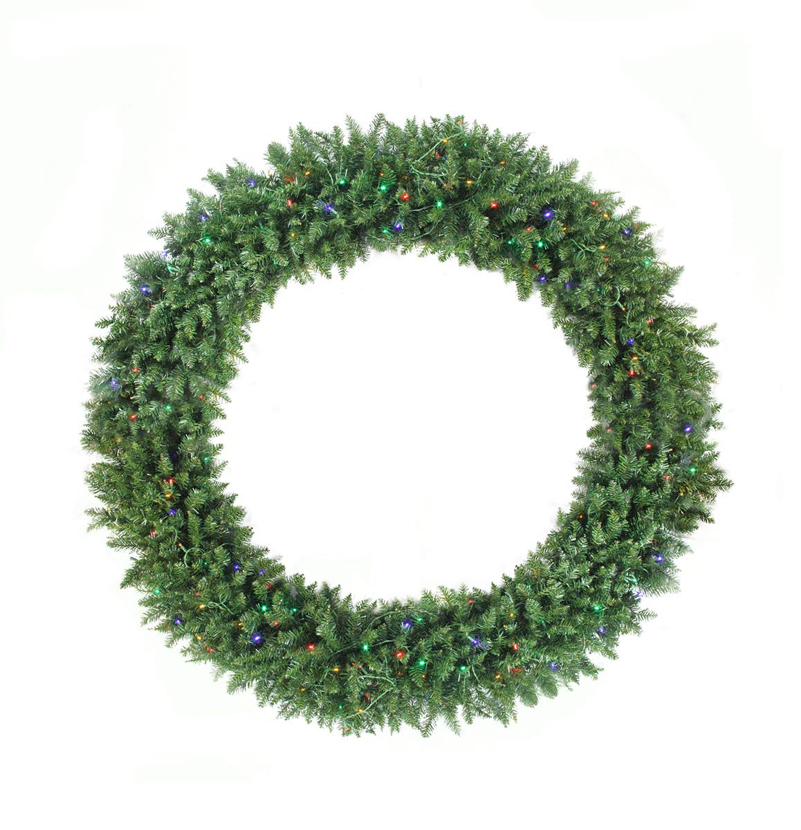 Pre-Lit Buffalo Fir Commercial Artificial Christmas Wreath - 72-Inch Multicolor LED Lights