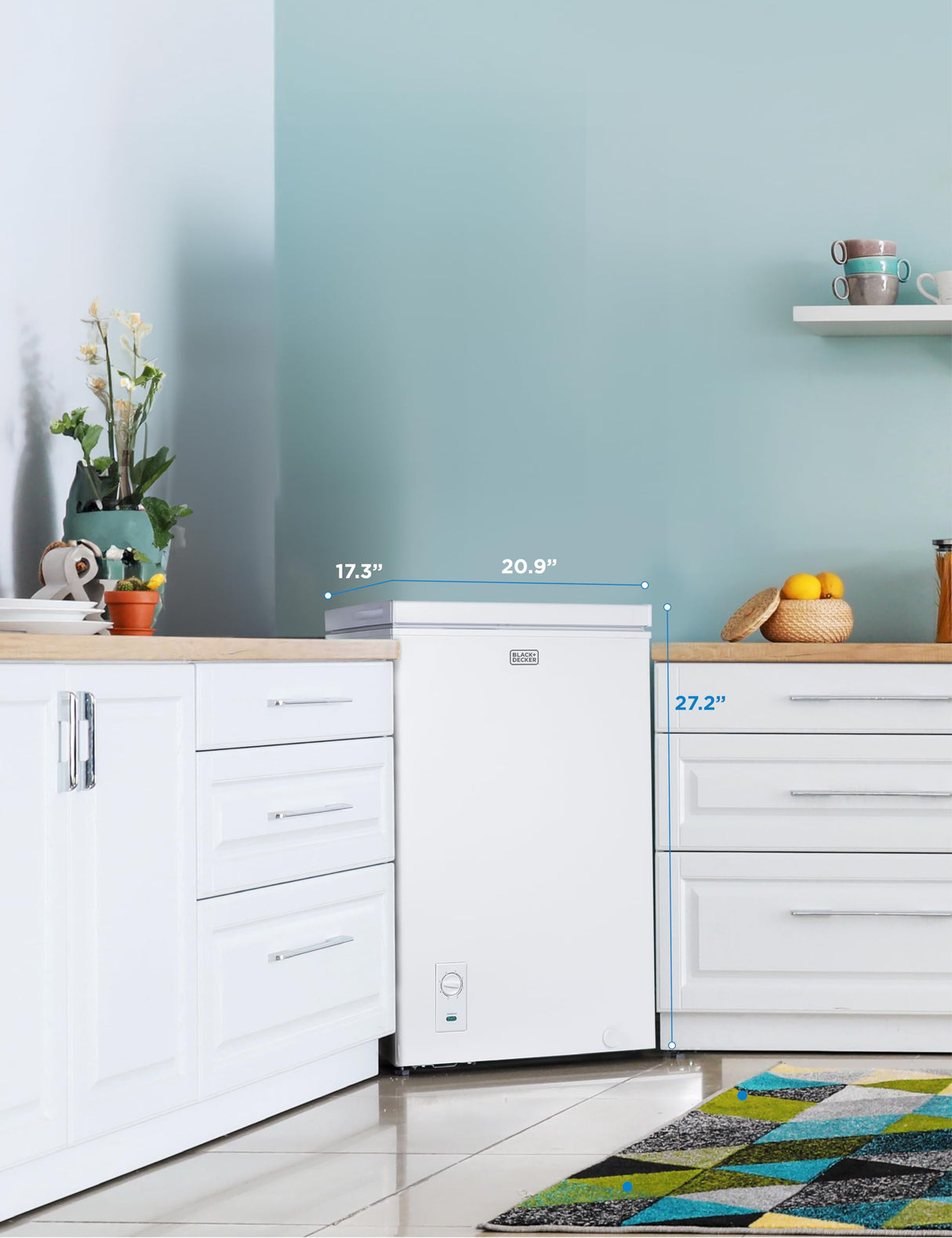 BLACK+DECKER 2.0 Cu. Ft. Compact Chest Freezer, Deep Freezer Holds Up To 70 Lbs. of Frozen Food, Removable Storage Basket, Manual Defrost, White BLACK+DECKER