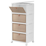 CTSNSLH 4 Tier Plastic Storage Bins and Boxes Organizer - 27Qt Stackable with Lids for Bedroom, Living Room, Office - Foldable Containers CTSNSLH