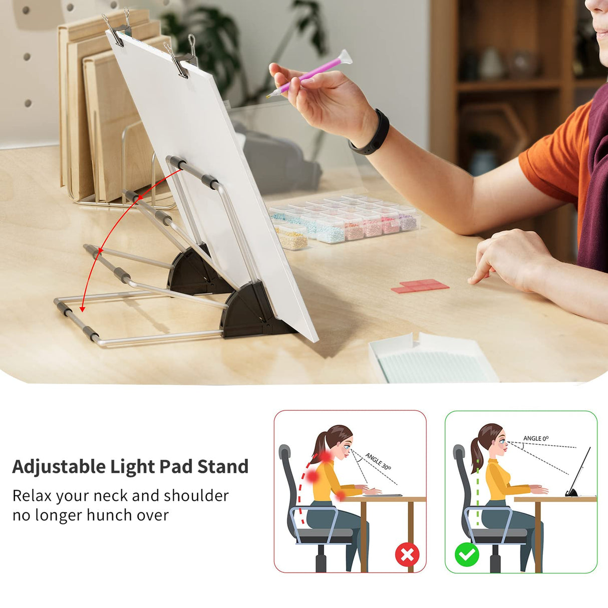 ARTDOT A4 LED Light Pad for Diamond Painting Kits for Adults, USB Powered Adjustable Brightness Diamond Art Light Board with Accessories ARTDOT