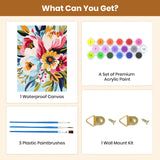 QENSPE DIY Flowers Arcylic Paint by Number,Painting Kits for Adults,Canvas Painting Tool Set for Beginners,Home Wall Decor 12x16 Inch QENSPE