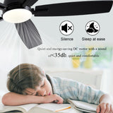 NKPU Ceiling Fans with Lights, 52 Inch Low Profile Ceiling Fan with Light and Remote Control, Flush Mount, DC Reversible Motor, Dimmable LED Black Ceiling Fans for Bedroom,Indoor/Outdoor Patio Use NKPU