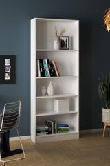 Tvilum Element Wide 5 Shelf Bookcase, Tall, White Tvilum