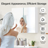 Yaheetech Bathroom Mirror Cabinet, Medicine Cabinet with 2 Frameless Mirrored Doors, Wall-Mounted Storage Cupboard with Adjustable Shelf for Living Room, Laundry Room, Mudroom Yaheetech