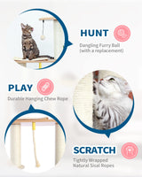 Made4Pets Cat Tree, Modern Cat Tree Tower for Indoor Cats - 65" Tall Wood Condo with Hammock, Scratching Post and Removable Pads for Small Large Cats MADE 4 PETS