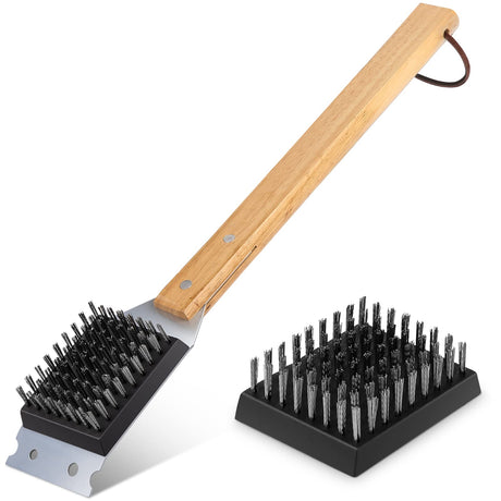 SIMPLETASTE Grill Brush and Scraper, Durable & Effective, Include Extra Stainless Steel Bristles Head for Replacement, Wire Grill Brush for Outdoor Grill, Grill Accessories Gift for Men/Dad SIMPLETASTE
