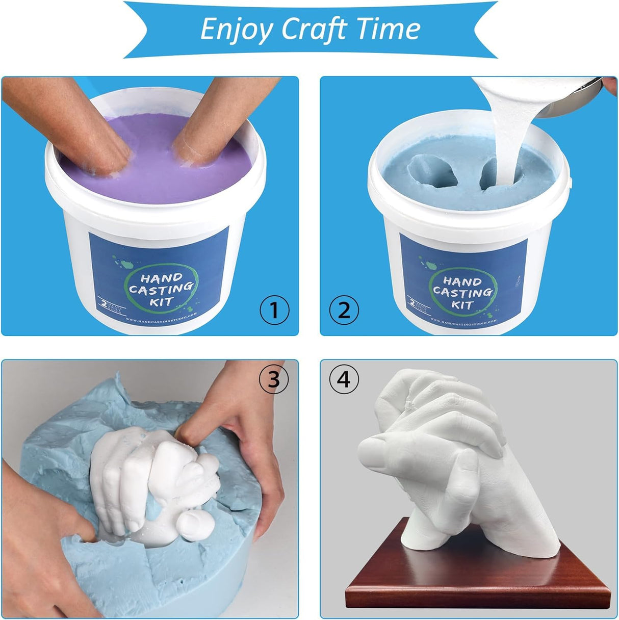 Hand Casting Kit Couples | Keepsake Hand Mold kit Couples for Holiday Activities, with Base & Card Stand Molding Kits for Adults, Wedding, Friends, Plaster Hand Mold Casting Kit Godora